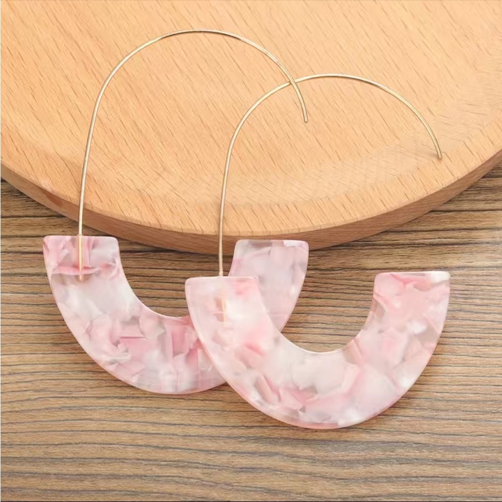 Acrylic Hoop Pink Earrings Simple Leisure Style
